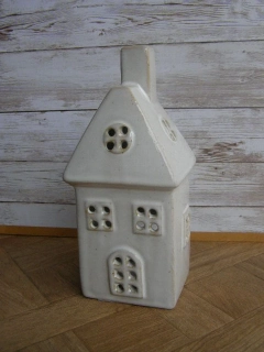 Keramika na svíčku - domek vysoký krémový