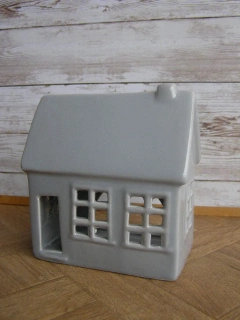 Keramika na svíčku - domek nízký šedý 