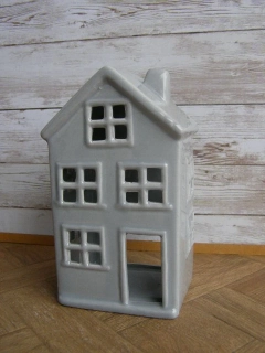 Keramika na svíčku - domek vysoký šedý 